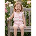 thumbnail image 5 of BemeyourBBs Toddler Baby Girls Summer Clothes One Piece Romper Jumpsuit Casual Bow Print Waist-cinching Crew Neck Sleeveless Short Overalls, 5 of 9