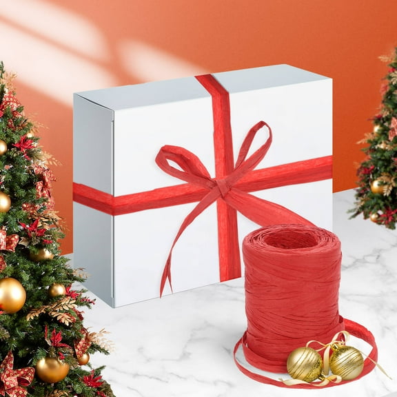FESTFENDS Raffia Paper Rope 1 Roll Red for Elegant present Decoration and Tag Hanging