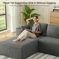 thumbnail image 3 of 105” No-Assembly Cloud Couch, Lofka Modular Sectional Sofa with L-Shape Chaise and Deep Seat, Upholstered Couches for Living Room Bedroom,Grey (Plush Corduroy Fabric), 3 of 9