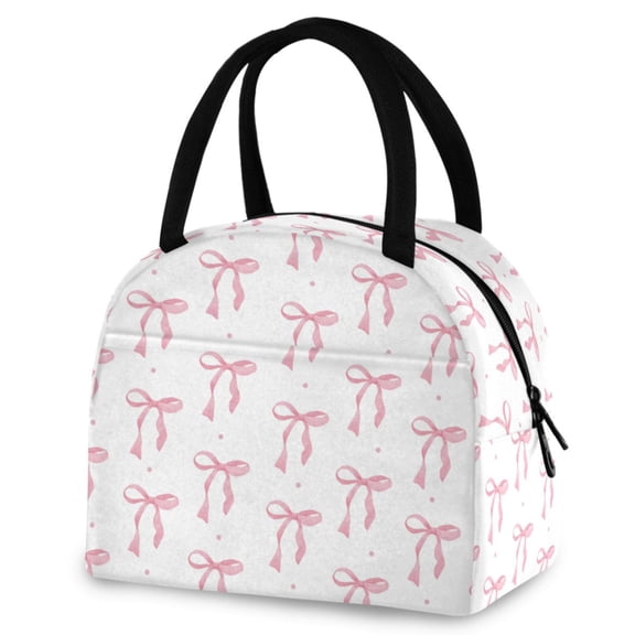 ALAZA Watercolor Pink Bow Insulated Lunch Box Reusable Cooler Tote Bag Work Office Picnic
