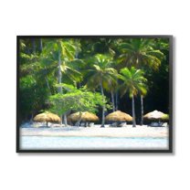 Stupell Industries Tropical Summer Beach Canopies Coastal Photography Black Framed Art Print Wall Art