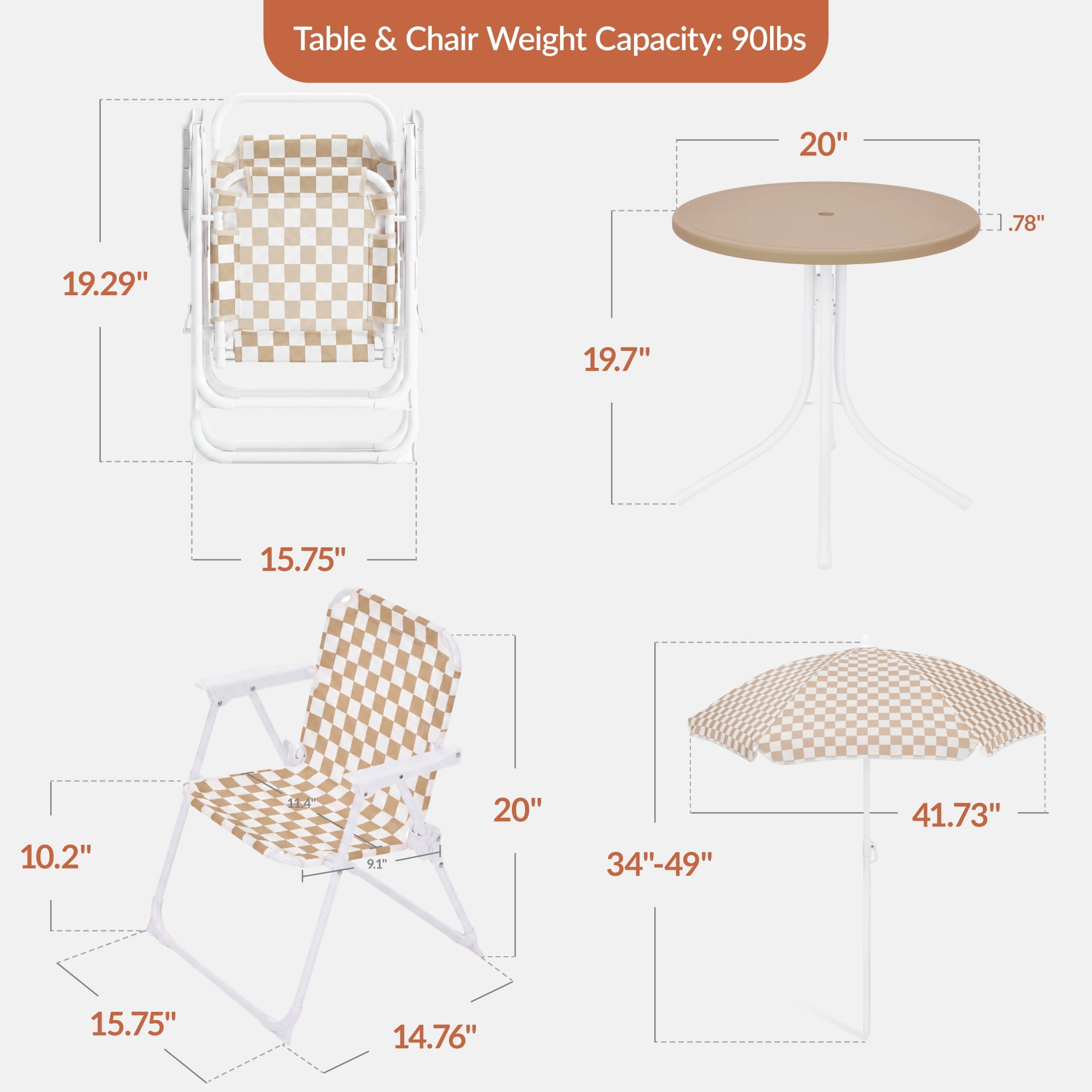 Best Choice Products Kids Outdoor Table and Chair Set with Umbrella, 3-Piece Foldable Toddler Picnic Set Ages 2-5 - Tan