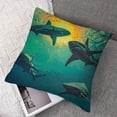 thumbnail image 7 of Fenyluxe Ocean Themed Throw Pillow Cover for Bed Sofa, Boys Shark Pillow Cover, Marine Life Underwater World Cushion Case, Blue Sea Wave Fish Decor Decorative Accent Pillow Case White, 7 of 7