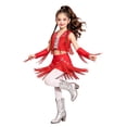 thumbnail image 5 of Linjinx 3 Piece Girls Sparkle Western Cowgirl Dance Outfit Set Red 6, 5 of 7