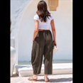 thumbnail image 4 of Pantalones Palazzo Harem Informales Holgados con Cordón para Mujer, para Verano, Playa, Viajes, Vacaciones, con Bolsillos. Café L, 4 of 6