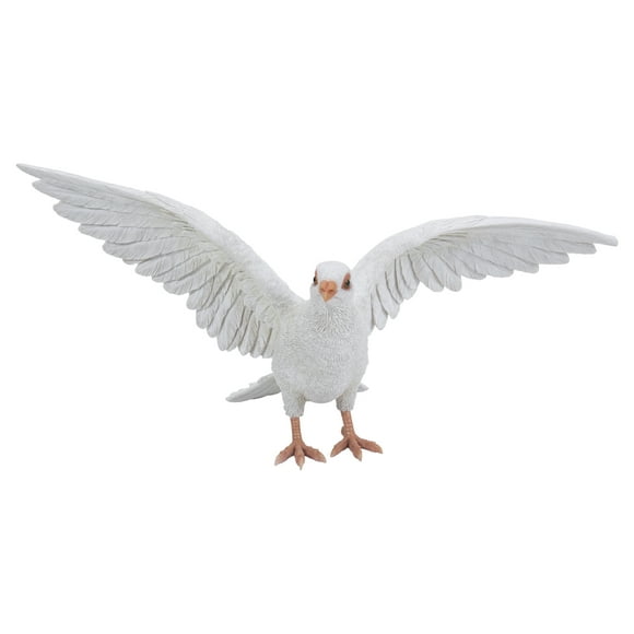 Garden Statue Bird Figure WHITE PIGEON SPREADS WINGS Home Decor Indoor/Outdoor