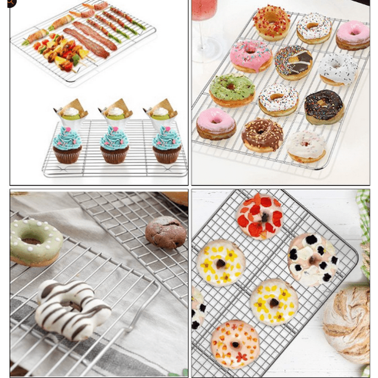 Baking Sheet with Cooling Rack Set(2 Pans+2 Racks) 17'', Terlulu Stainless  Steel Baking Pan with Wire Rack, Heavy Duty Half Sheet Pan&Bacon Rack for