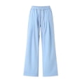 thumbnail image 3 of PWPSG High Waist Drawstring Pleated Wide Leg Casual Pants, Breathable Comfort Trousers for Daily Commute & Trendy Work Outfits Blue L, 3 of 5