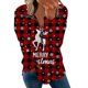 thumbnail image 1 of Sudadera sin capucha Gibobby con media cremallera y Estampado navideño para mujer Vino XL, 1 of 4
