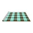 thumbnail image 2 of Ahgly Company Machine Washable Indoor Rectangle Checkered Turquoise Blue Modern Area Rugs, 6' x 9', 2 of 4