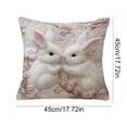 thumbnail image 3 of Easter Pillow Cover, Embroidered Rabbit Throw Pillowcase, Soft Polyester with Invisible Zipper, for Sofa, Chair and Bedroom Holiday Decor, 17.72x17.72 Inches, 3 of 6