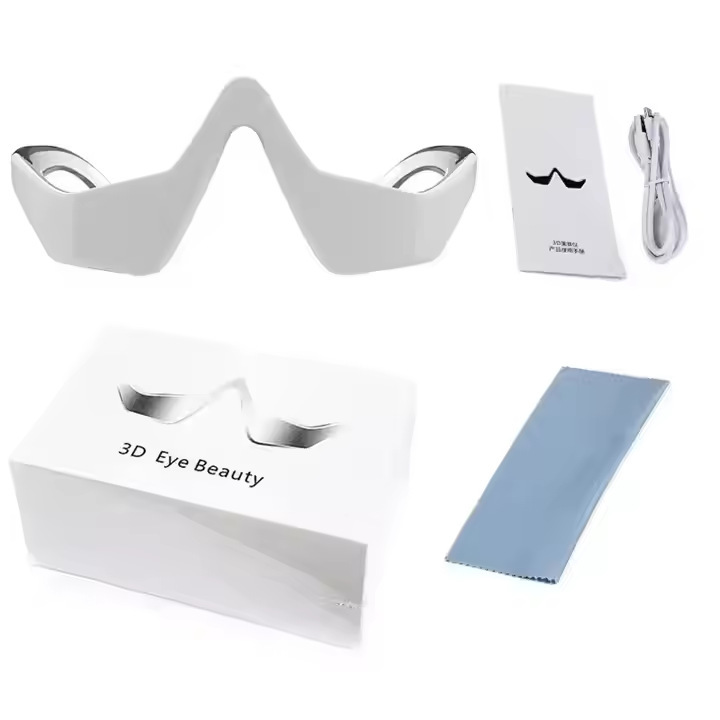 Red Light Therapy Glasses with Microcurrent，Eye Massager for Dark Circles, Eye Bags, Puffiness & Wrinkles Relief | Rechargeable Eye Mask for Home/Office Use