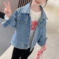 thumbnail image 6 of Cethrio Girls Denim Jackets, Casual Lapel Collar Fashion Long Sleeve Jean Jackets Blue Size 6, 6 of 8