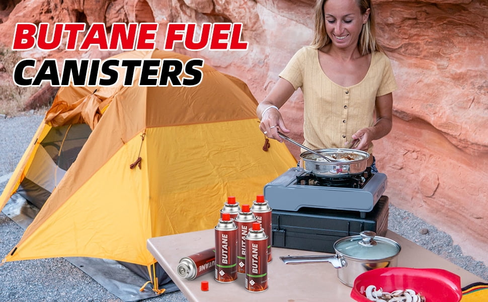 Butane Fuel Canister for Portable Stove - Explosion Proof RVR Safety Release System - UL Listed & Tested & Approved