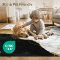 thumbnail image 4 of ODIKA 3'x5' Washable Throw Rug Abstract Veined Tan Streaks Contemporary Fluid Cream Grey Yellow for Entryway, Kitchen, Mudroom, Stain Resistant, Low Profile, Non-Slip, 4 of 7