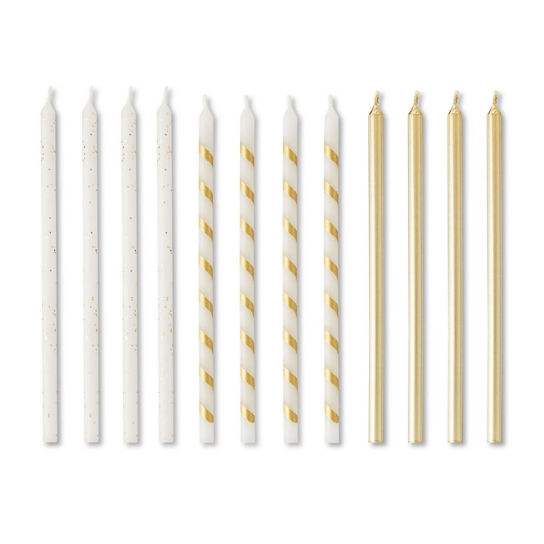 Way To Celebrate White and Gold Birthday Candles, 12 Pieces photo 2