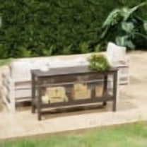 Costaelm Paradise 55" Outdoor Patio HDPE Adirondack 2-Tier Shelf Console Table, Weathered Wood