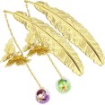 thumbnail image 1 of Marcapáginas de plumas de metal con colgante de mariposa 3D, regalo único de Acción de Gracias de Navidad para profesores amantes de los libros, paquete de 2, 1 of 5