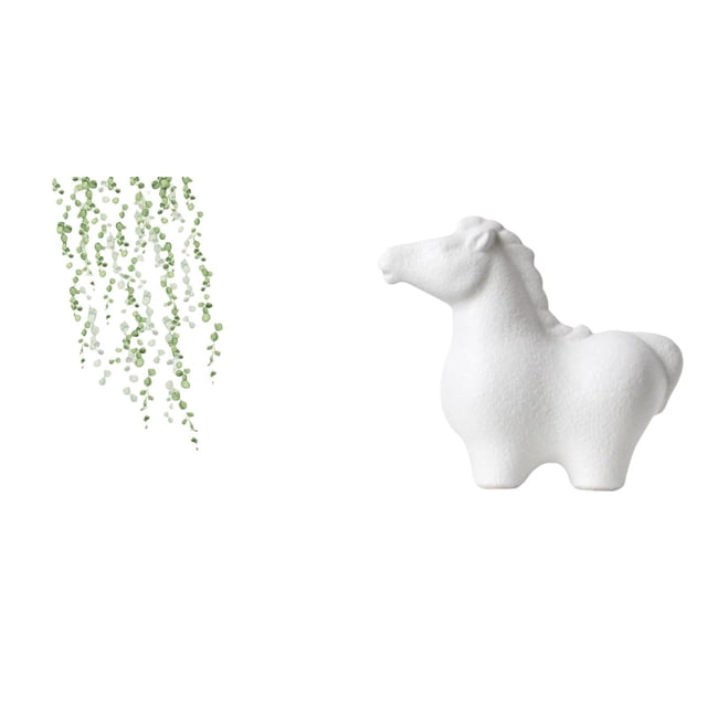 Elegante Arte De Pared Con Vides Verdes Y Escultura De Caballo De Porcelana Para Baño, Dormitorio, Sala De Estar, Oficina, Gabinete, Decoración De Chimenea
