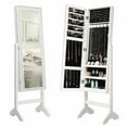 thumbnail image 1 of Gymax Full Length Mirror Jewelry Armoire with 18 LED Lights, White, 1 of 6