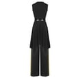 thumbnail image 4 of Zaldita Women Liturgical Dance Outfit Color Block Sleeveless Irregular Dress with Wide-Leg Pants Black XXL, 4 of 7