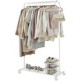 thumbnail image 2 of Clothes Rack with Wheels, Clothing Rack for Hanging Clothes, 25.4 mm Metal Garment Rack with Dense Mesh Storage Shelf, 110 lb Load Capacity, 2 Brakes, Cloud White UHSR025W01, 2 of 7