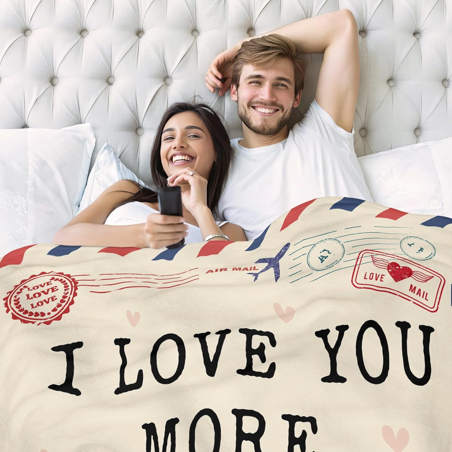 Christmas Anniversary Couple Gifts for Women I Love You More Soft Fleece Throw Blanket 50x60 in Birthday Romantic Gifts for Girlfriend Boyfriend Wife Husband I Love You Gift for Him Her