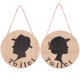 thumbnail image 1 of Placas para puerta de baño con molduras de madera, decoración amaderada, letrero para baño, número de casa para el frente del baño, 2 piezas, 1 of 6
