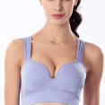 thumbnail image 5 of Womens Bras Large Size Push-Up Yoga Fitness Running Shockproof Sports Bra Wireless Bras for Women Purple M, 5 of 7