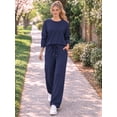 thumbnail image 3 of MOYIKO Two Piece Sets for Women Fall Travel Vacation Outfits Pleated Long Sleeve Lounge Sets Wide Leg Pants, 3 of 7