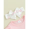 thumbnail image 6 of Suealasg Baby Girls Easter Outfits 3M 6M 12M 18M Infant Girls Long Sleeves Bunny Embroidery Romper +Dot Print Flared Pants +Headband Set Newborn Girls Spring Clothes, 6 of 9