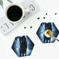 thumbnail image 5 of Balery 6 Pcs Night Scene Of Wolvesleather Coasters Set, Drink Table Cup Coasters For Living Room Kitchen Coffee Decor, 5 of 9