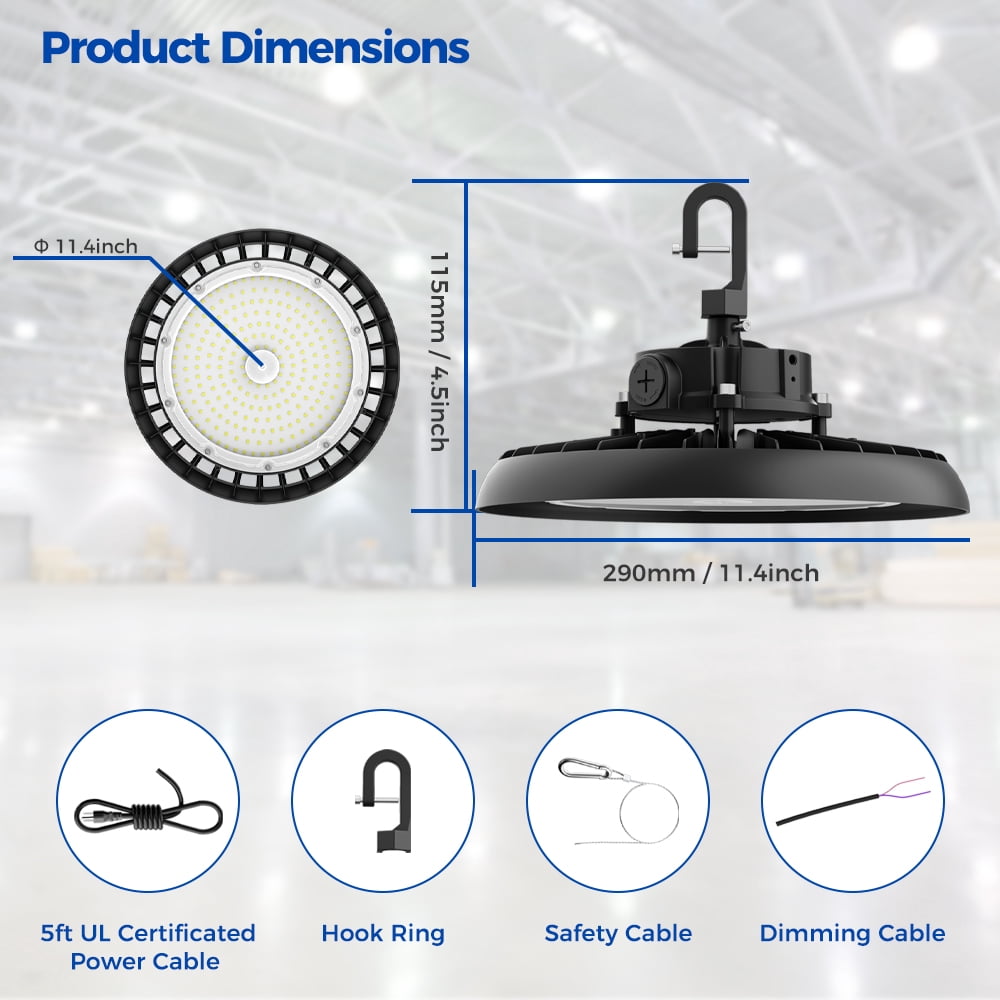 AIKVSXER 11.4 in 6000 K LED Dimmable UFO High Bay Light Fixtures 6 Count
