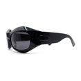 thumbnail image 3 of Trendy Fashion Curved Wrap Sport Thick Plastic Sunglasses All Black, 3 of 4