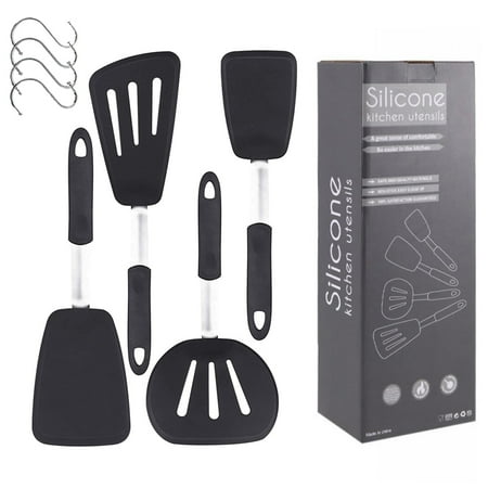 

Silicone Cooking Spatulas 4PCS Heat Resistant Kitchen Spatulas Utensil Gadgets Set-Stainless Steel Handle- Kitchen Spatula Tools for Nonstick Cookware