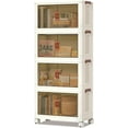 thumbnail image 3 of Stackable Plastic Storage Box with Magnetic Double Doors & Wheels - 4 Tiers, Collapsible Large Organizer for Toys, Books, Snacks, Clothes - Clear Drawers, 65x42x145.5cm - White, 4 Layers, 3 of 8