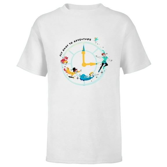 Disney Peter Pan and Darling Children Fly Away To Adventure - Short Sleeve T-Shirt for Kids - Customized-White