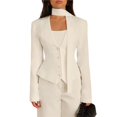 thumbnail image 1 of Blazer de Larga con Cuello en V para Mujer, Estilo Blazer, Ideal para el Trabajo o para Ocasiones Formales e Informales. Corte Ajustado y Cinturón. XL, 1 of 10