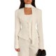 thumbnail image 1 of Blazer de Larga con Cuello en V para Mujer, Estilo Blazer, Ideal para el Trabajo o para Ocasiones Formales e Informales. Corte Ajustado y Cinturón. L, 1 of 10