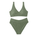 thumbnail image 2 of VBVC Womens Bikini Sets Two Piece Swimsuits Solid Color High Cut Bathing Suits Split Swimsuit, 2 of 6
