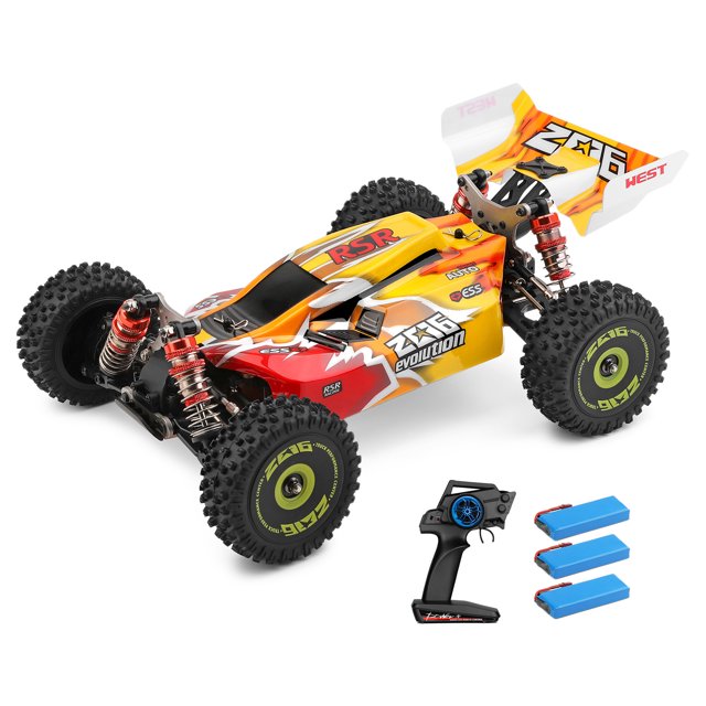 Radiocontrol Coches WLtoys 144010 RC Car 1/14 2.4GHz Vehículo todoterreno de alta velocidad con 3 baterías Tmvgtek Nuevos Originales