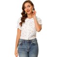 thumbnail image 1 of Tops Florales Con Botones Y Cuello Peter Pan Para Mujer Blanco XL, 1 of 6