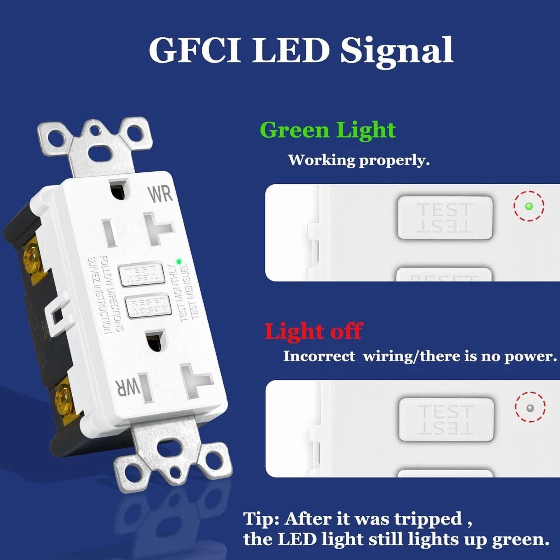 CRESTIN- 20A Amp 125Volt Gfci Gfi Slim Safety Outlet Receptacle Tr Wr W/Screwless Cover