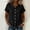 Black, variant on Women's Short Sleeve Blouse, Lace Trim Round Neck Solid Color, Casual Loose Linen Top for Spring Summer Daily, 2026 New Limited-time Offer