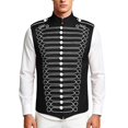 thumbnail image 2 of Men's Military Drummer Boy Vest Marching Band Jacket Sleeveless Hussar Waistcoat Nutcracker Ringmaster Cosplay Costume for Halloween Party Performance, 2 of 9
