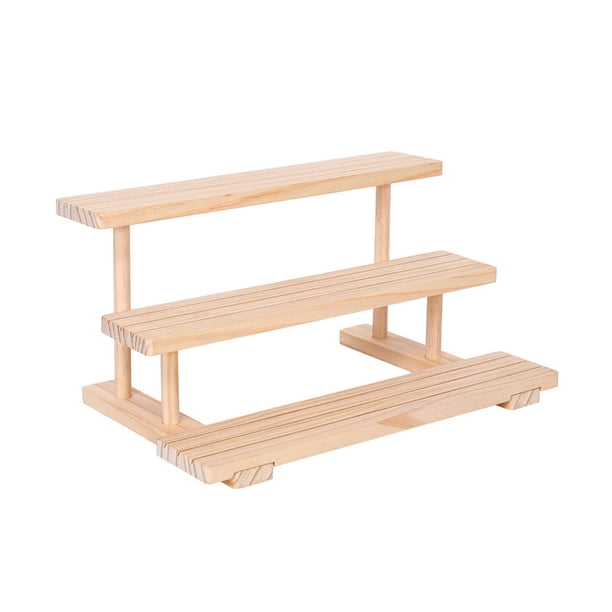 Estante de exhibición de madera, accesorio simple para juguetes, figuras y hoteles. 3 capas