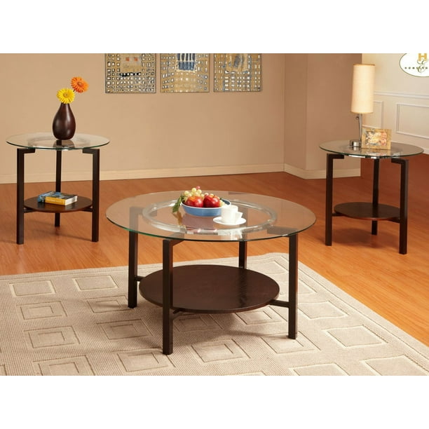 Homelegance Concentric 3 Piece Round Glass Coffee Table Set In Copper Com Round Glass Coffee Table Set In Copper, Concentric Circles Coffee Tables