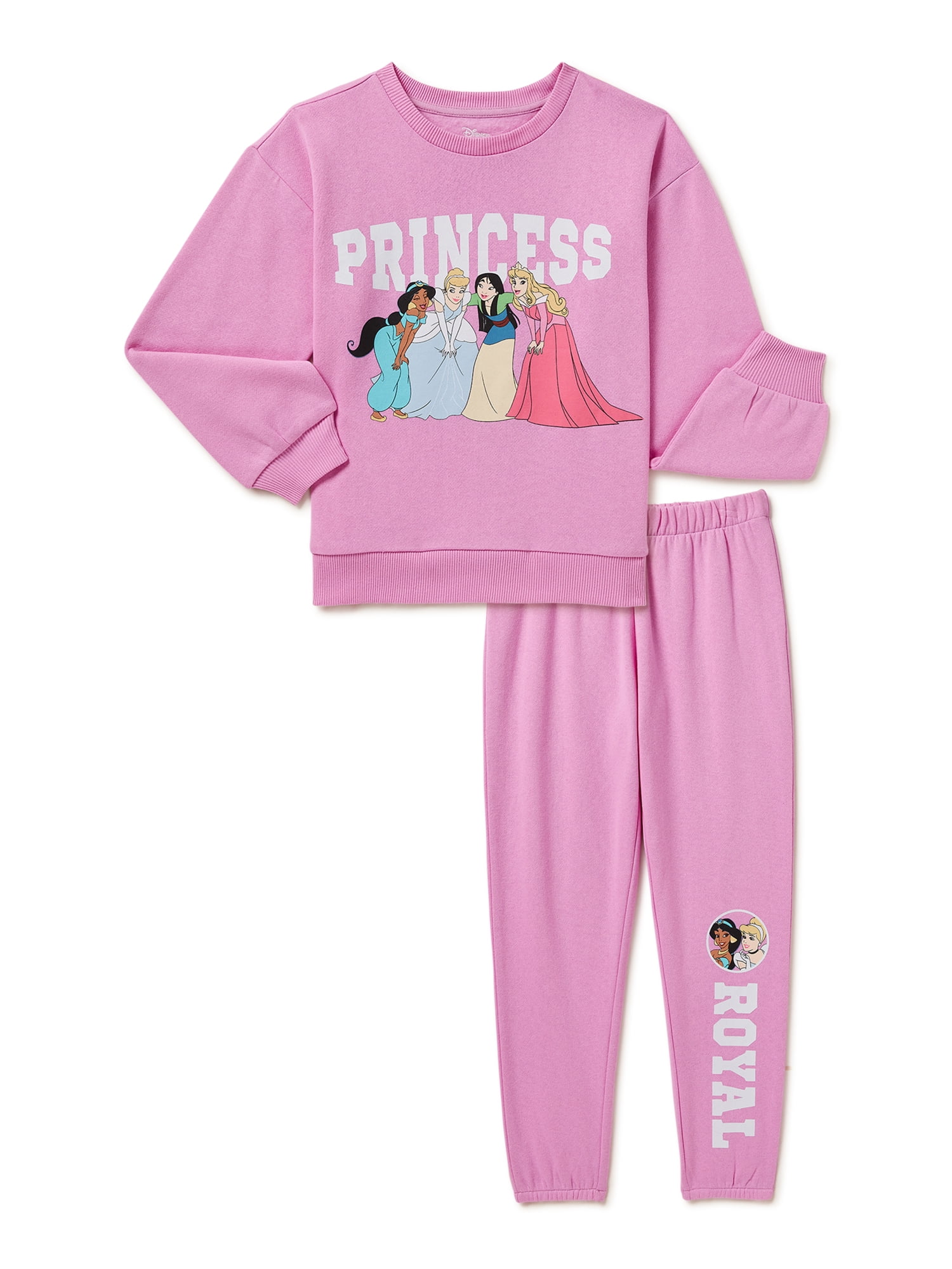 Disney Princess Girls Long Sleeve Crewneck Sweatshirt and Jogger 2