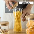 thumbnail image 3 of Recipientes Herméticos de Vidrio con tapa de bambú (5 piezas), Frascos multiuso para cocina, almacenamiento de alimentos, especias, pasta, cereales, granos, galletas y más, 3 of 8