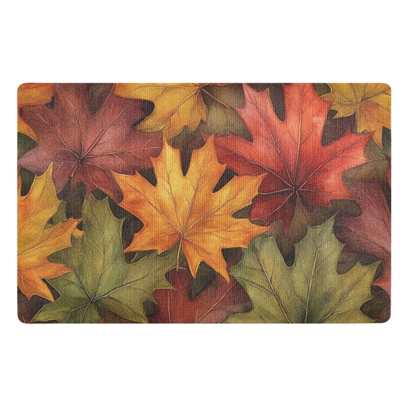 Autumn Maple Leaves Watercolor Floor Door Mat Outdoor Indoor for Home Entrance Welcome Mats 32"x20"